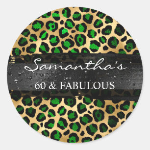 Pegatina Redonda Esmeralda y Leopardo de Pan de Oro 60 y Fabulosa