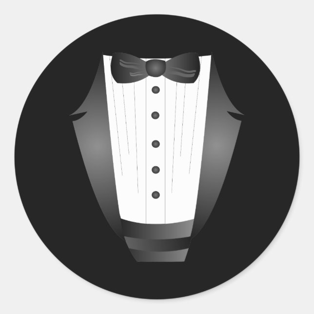 Pegatina Redonda Esmoquin negro del equipo Groomsman del partido de (Anverso)