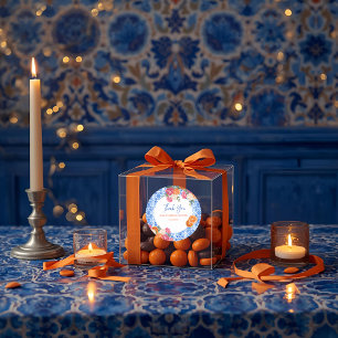 Pegatina Redonda Eso es amor azulejos mediterráneos azules para una