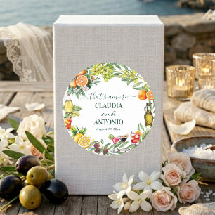 Pegatina Redonda Eso es Amore Boda de Citricos Italianos