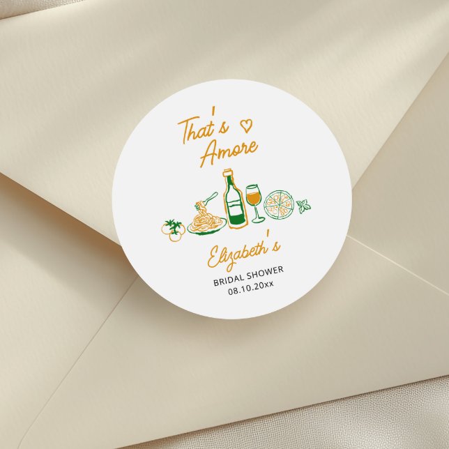 Pegatina Redonda Eso es más una ducha de novia gastronómica italian (Subido por el creador)