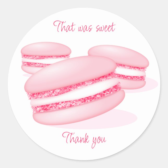 Pegatina Redonda eso fue dulce gracias macarons rosados (Anverso)