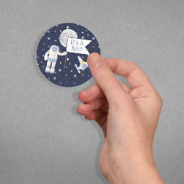 Pegatina Redonda ¡Espaceman Moon It's A Boy!