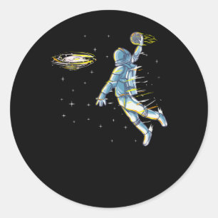 Pegatina Redonda Espacio de astronauta Slam Dunk de baloncesto