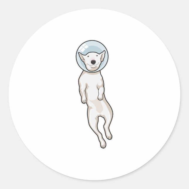 Pegatina Redonda Espacio de Bull Terrier (Anverso)