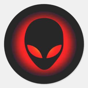 Pegatina Redonda Espacio extraterrestre cabeza de alienígena