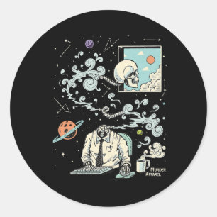 Pegatina Redonda Espacio fuera del Skeleton del TDAH 61