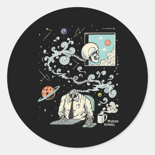 Pegatina Redonda Espacio fuera del Skeleton del TDAH 61 (Anverso)