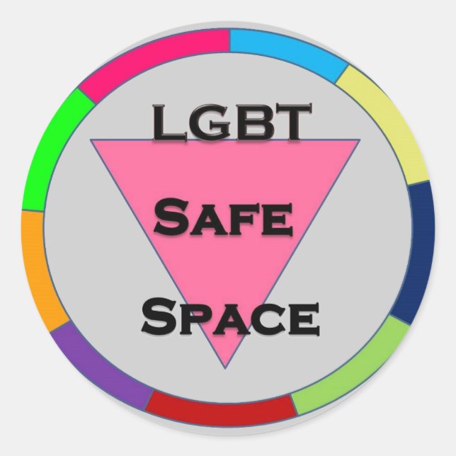 Pegatina Redonda Espacio seguro LGBT (Anverso)