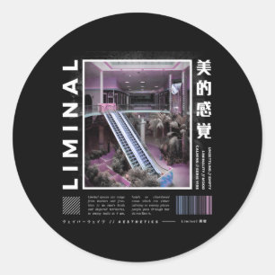 Pegatina Redonda Espacios Liminales Vaporwave Estético Kawaii Paste