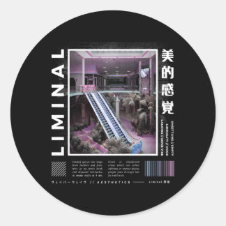 Pegatina Redonda Espacios Liminales Vaporwave Estético Kawaii Paste