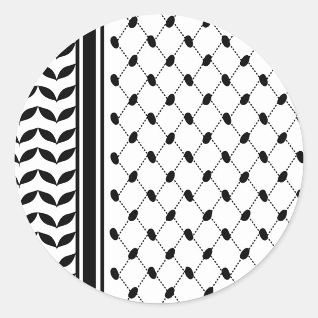 Pegatina Redonda Espada del patrón de Keffiyeh en Palestina (Anverso)