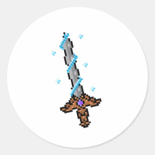 Pegatina Redonda Espada Retro Pixel