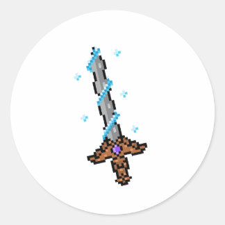Pegatina Redonda Espada Retro Pixel