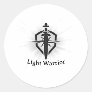 Pegatina Redonda Espada y Escudo del Guerrero de la Luz