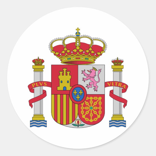 Pegatina Redonda España España Oficial Escudo Heraldry (Anverso)