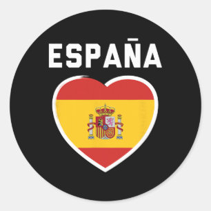 Pegatina Redonda España Y Espana - Fútbol Y Camiseta De La Bandera 
