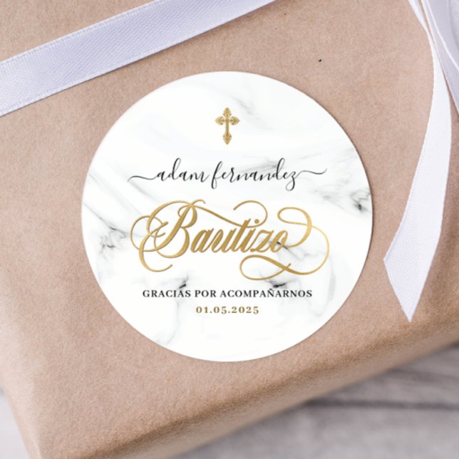 Pegatina Redonda Español De Bautizo Gracias Gold (Subido por el creador)
