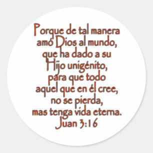 Pegatina Redonda Español del 3:16 de Juan