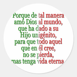 Pegatina Redonda Español del 3:16 de Juan