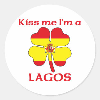 Pegatina Redonda Español personalizado me besa, soy Lagos