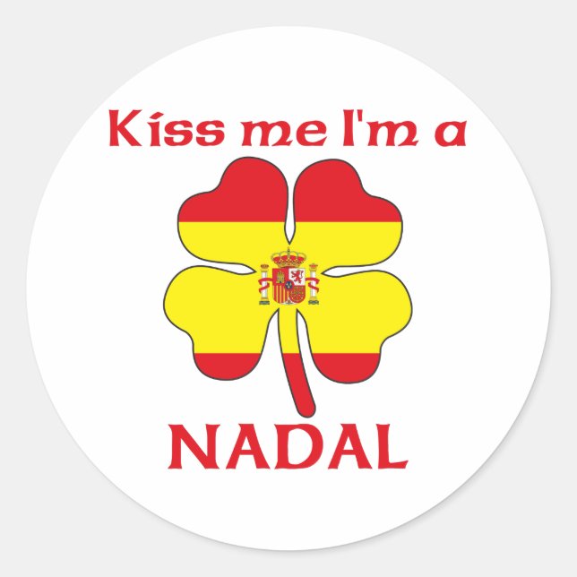 Pegatina Redonda Español personalizado me besa, soy Nadal (Anverso)