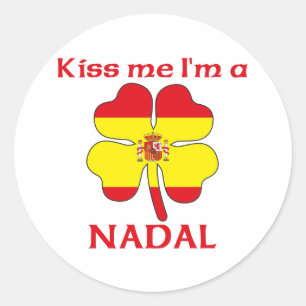 Pegatina Redonda Español personalizado me besa, soy Nadal