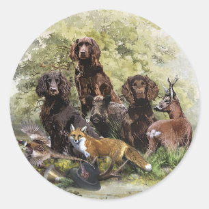 Pegatina Redonda Españoles alemanes ( Deutscher Wachtelhund )