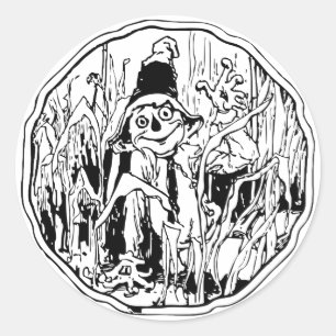 Pegatina Redonda Espantapájaros en el maíz