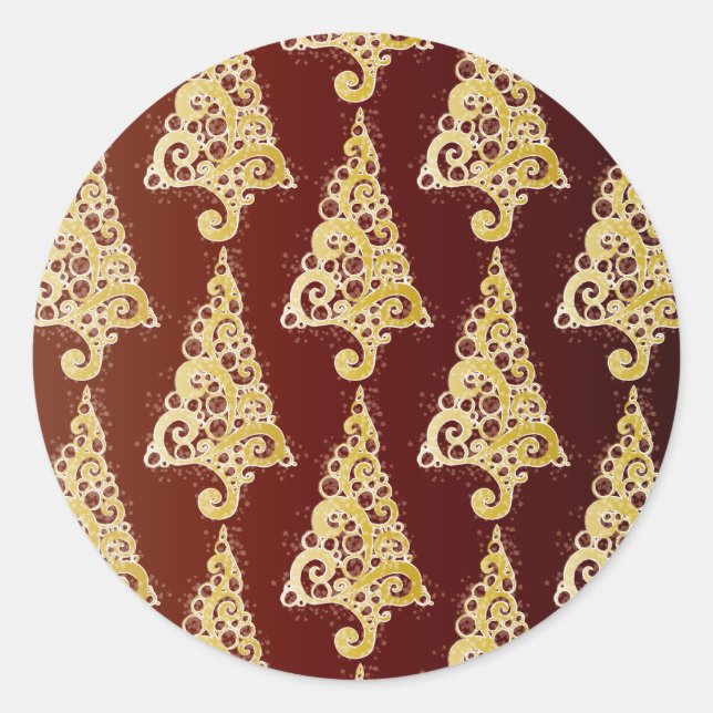 Pegatina Redonda Espantoso árbol de Navidad (Anverso)