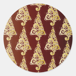 Pegatina Redonda Espantoso árbol de Navidad