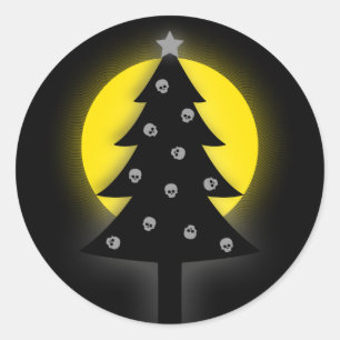 Pegatina Redonda Espantoso árbol de Navidad