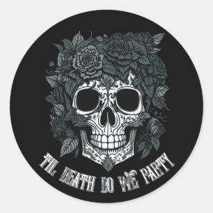 Pegatina Redonda Espantosos huesos de halloween del Día de la Calav