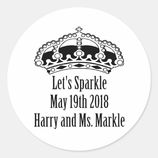 Pegatina Redonda Esparkle Harry & Meghan, 19 de mayo de 2018 (Anverso)