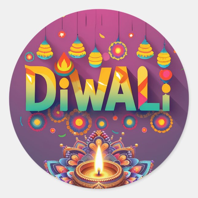 Pegatina Redonda Especial de Diwali (Anverso)