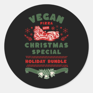 Pegatina Redonda Especial de Navidades Vegan Pizza