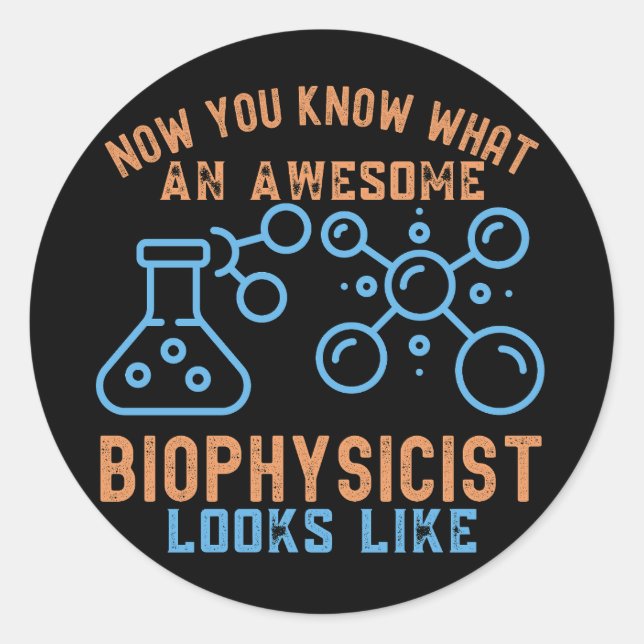 Pegatina Redonda Especialidad en Biofísica8, Cumpleaños de Biofísic (Anverso)