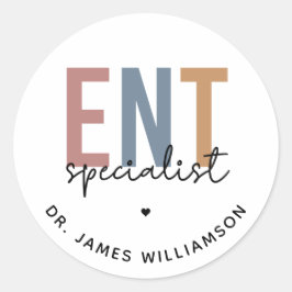 Pegatina Redonda Especialista en Médica ENT personalizado