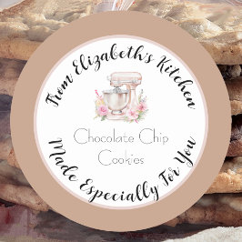 Pegatina Redonda Especialmente Para Usted Mezclador Floral Marrón H