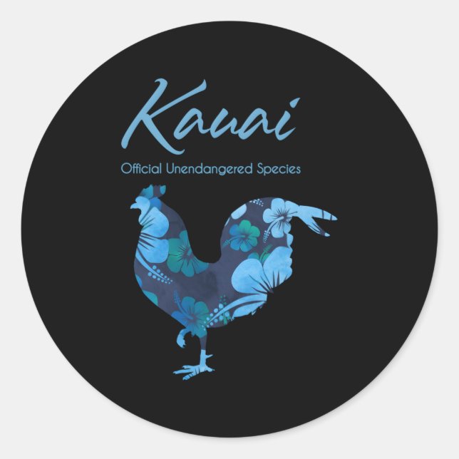 Pegatina Redonda Especies oficiales de pollo Kauai Hawaii en peligr (Anverso)