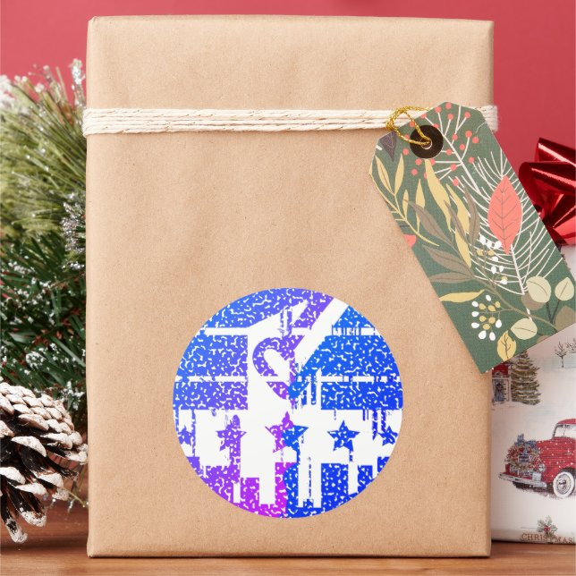 Pegatina Redonda Especkles de goteo - Convergencia colorida (Vacaciones)