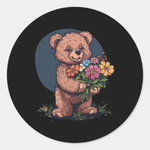Pegatina Redonda Espectacular Equipo De Oso De Teddy Para Niños Y C