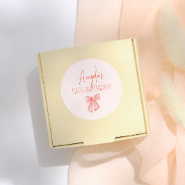 Pegatina Redonda Espectacular fiesta de cumpleaños del Chica de Bow