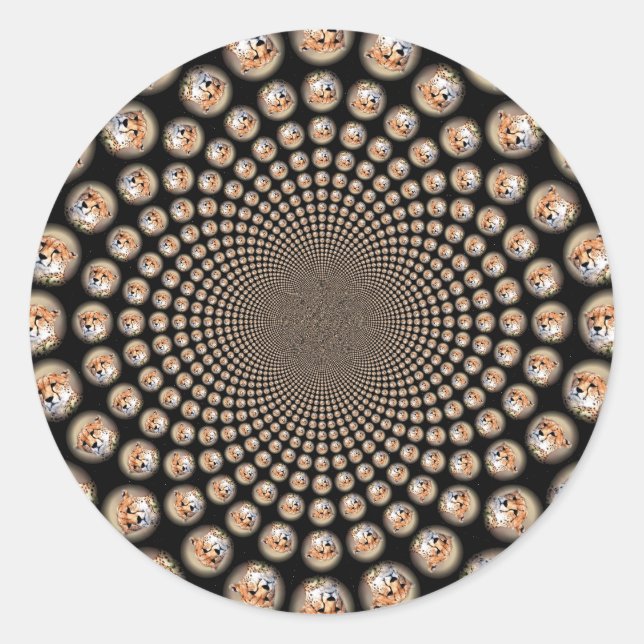 Pegatina Redonda Espectáculo de espina chita - Frenzy felino: color (Anverso)