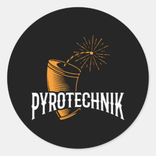 Pegatina Redonda Espectáculo Pyrotécnico de la tripulación Pyro