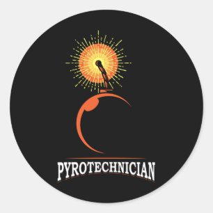 Pegatina Redonda Espectáculo Pyrotécnico de la tripulación Pyrotech