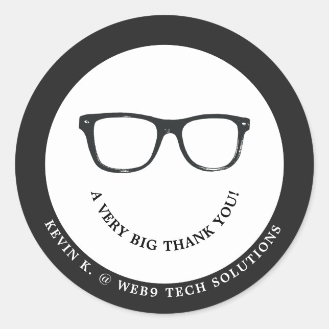 Pegatina Redonda Espectáculos serios | Sonrisa de agradecimiento mí (Anverso)