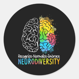 Pegatina Redonda Espectro de autismo de neurodiversidad Asd Adhd Ra