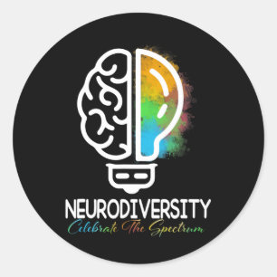 Pegatina Redonda Espectro de autismo de neurodiversidad Asd Adhd Ra