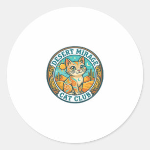 Pegatina Redonda Espejismo del desierto Gato Idea de regalo para ma